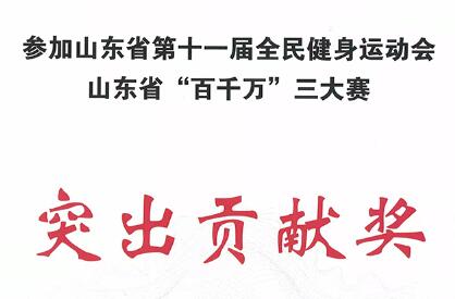 山东省第十一届全民健身运动会 山东省“百千万”三大赛 突出贡献奖